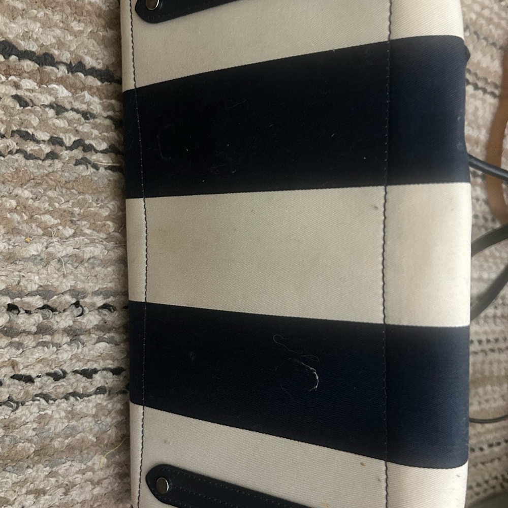 Kate Spade navy and Cream Vertical Stripe Tote - Picture 3 of 6